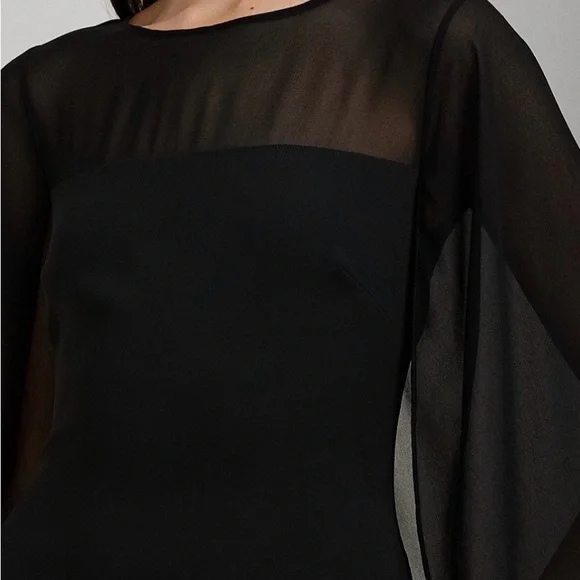 Ralph Lauren Black Sheer-Cape Maxi Dress - Picture 5 of 8